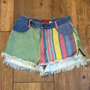 no problem! vintage colorblock jean shorts